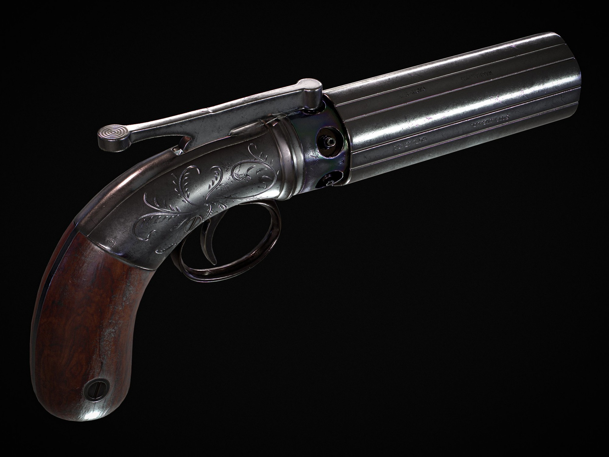 Stocking & Co. Pepperbox Pistol, render, image 2