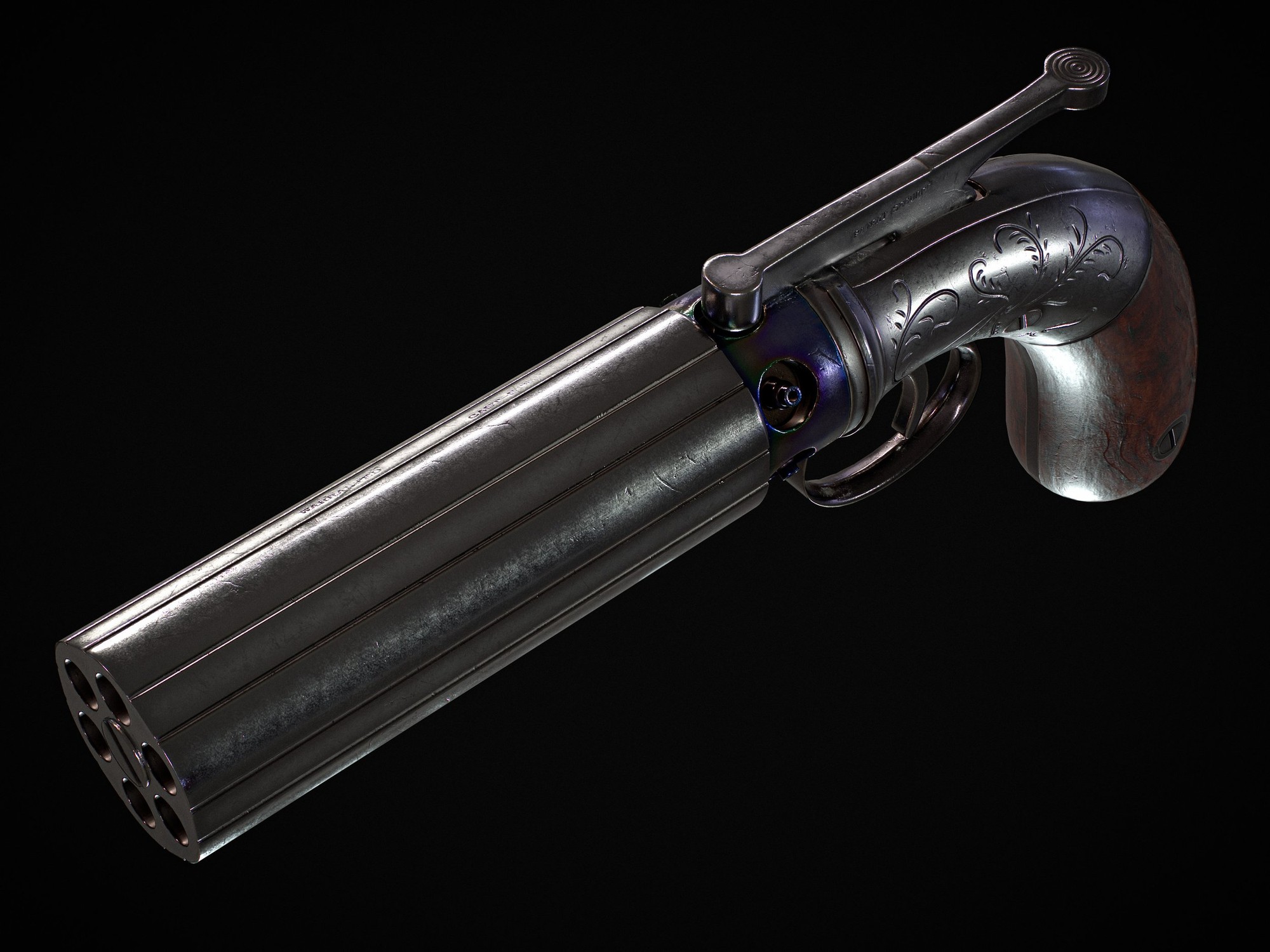 Stocking & Co. Pepperbox Pistol, render, image 3