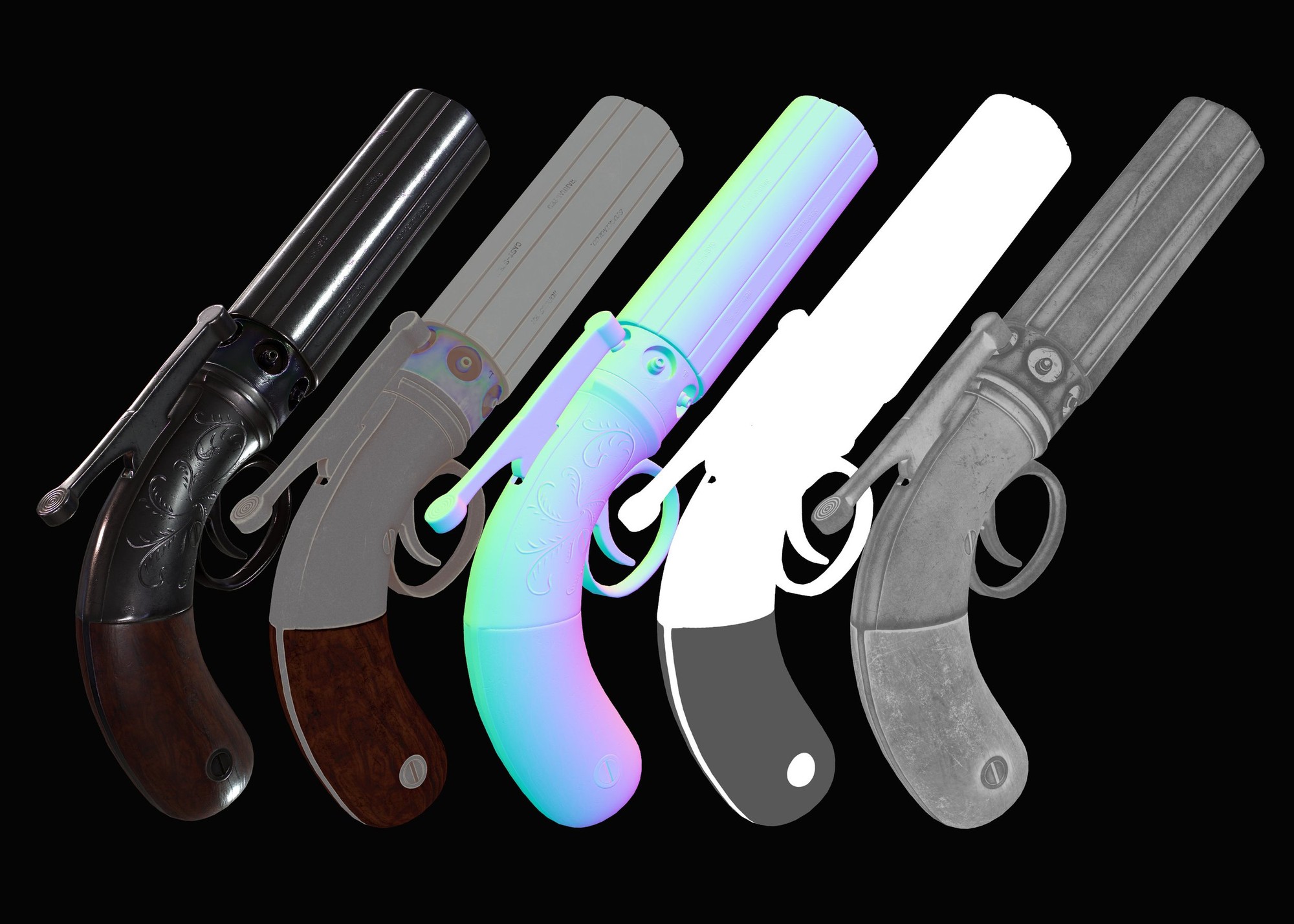 Stocking & Co. Pepperbox Pistol, breakdown, image 1