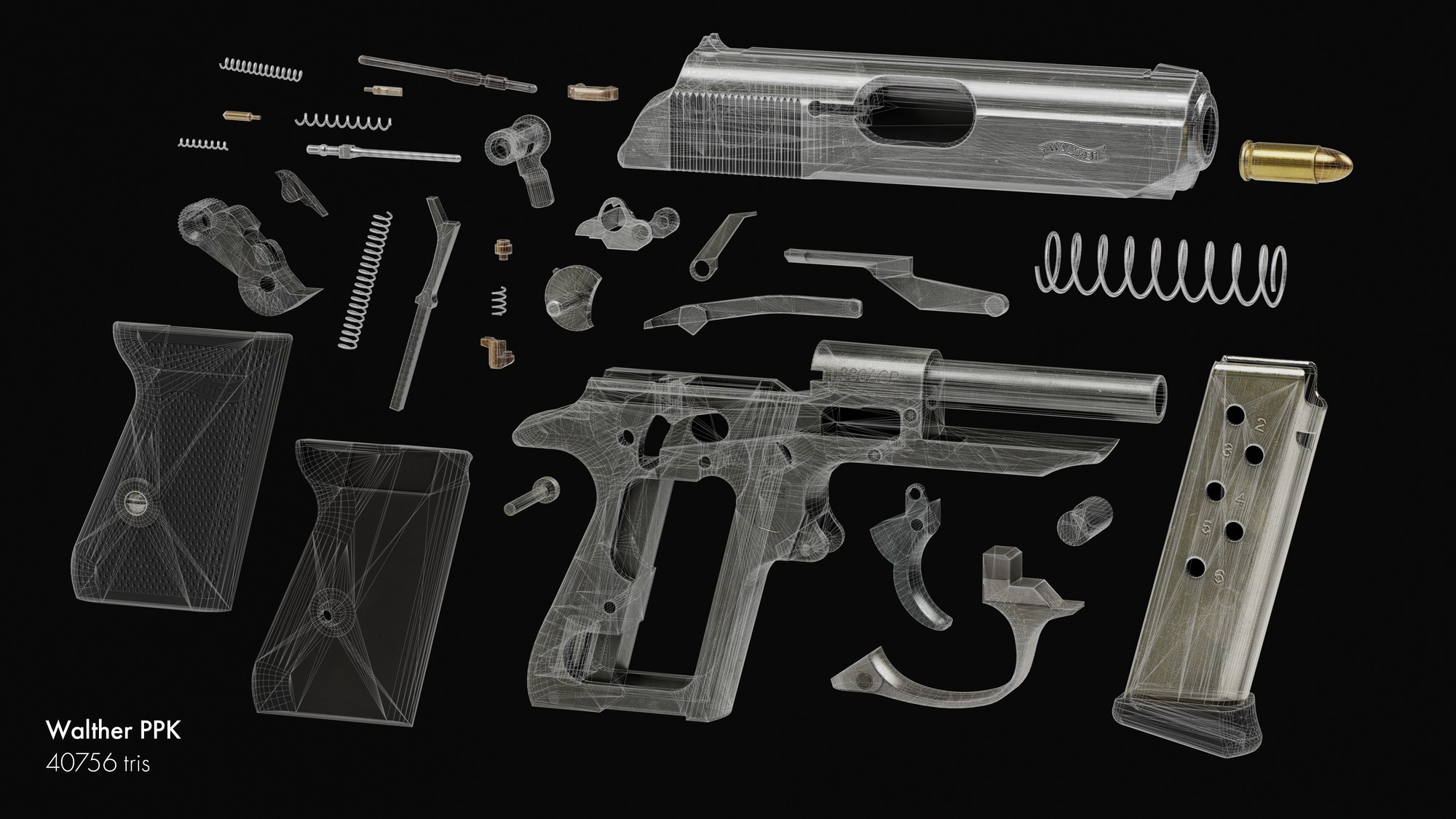 Walther PPK, wireframe, image 1
