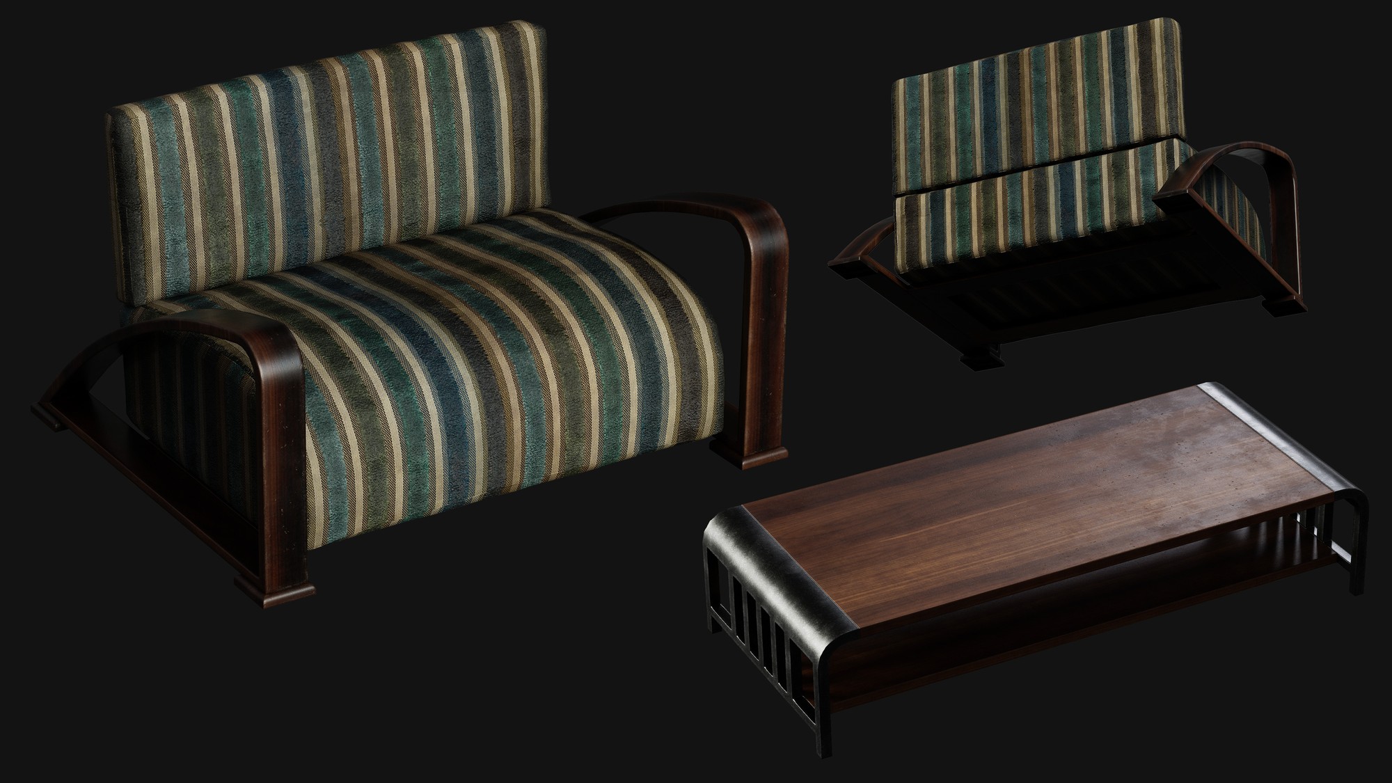 Detail shot of the sofa and coffee table