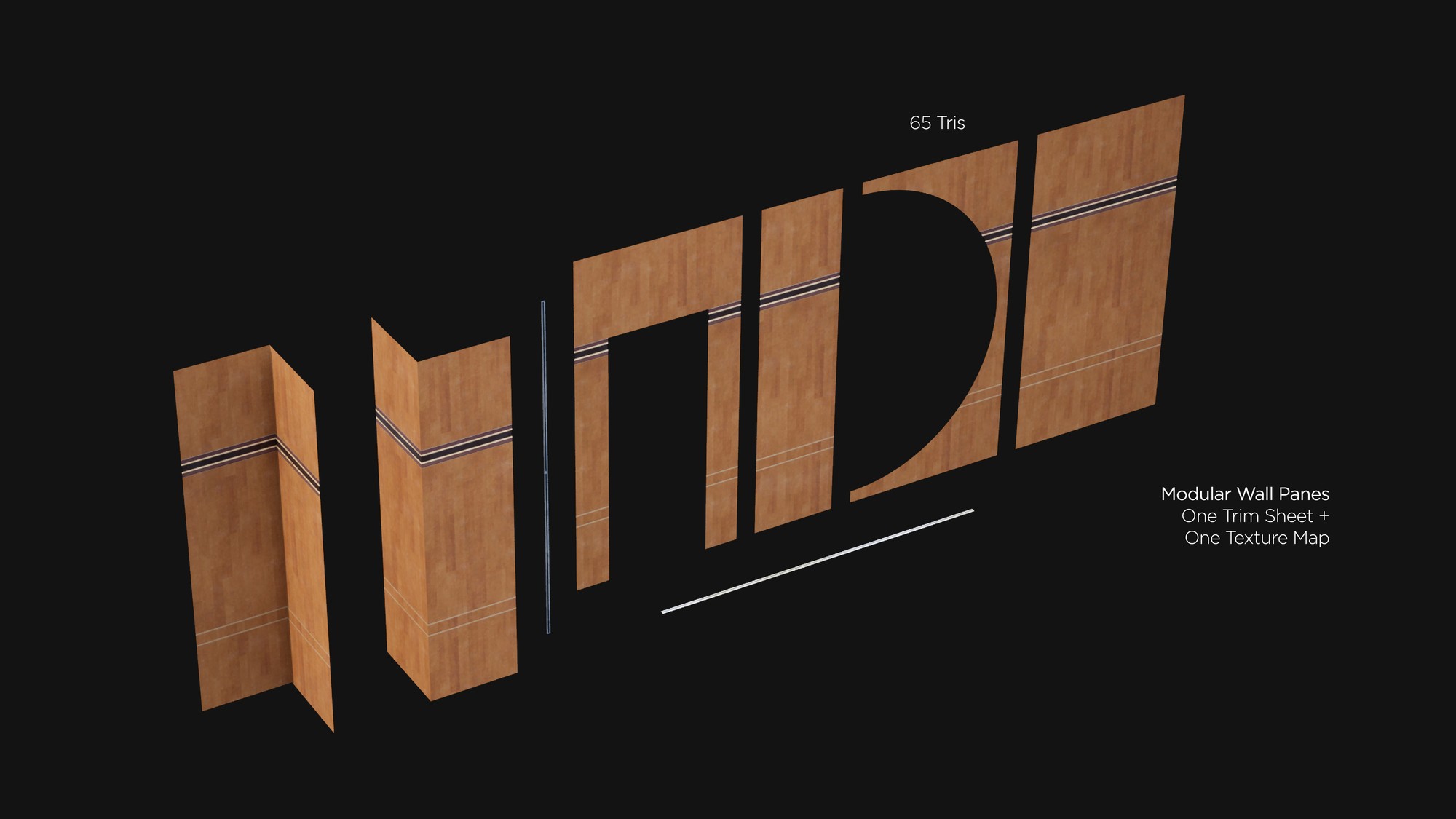 Wall panels made from the above trim sheet