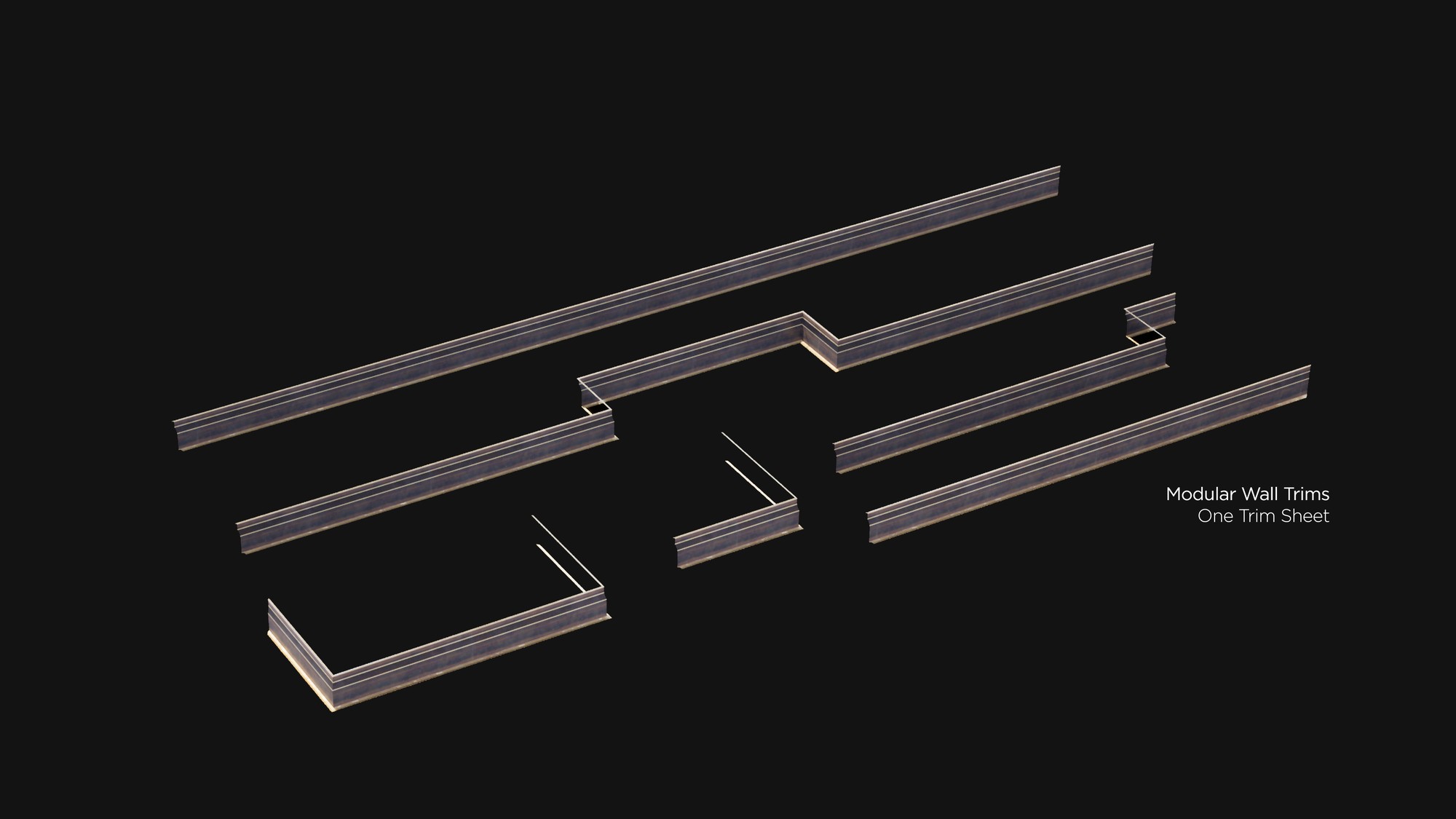 Wall trims made from the above trim sheet