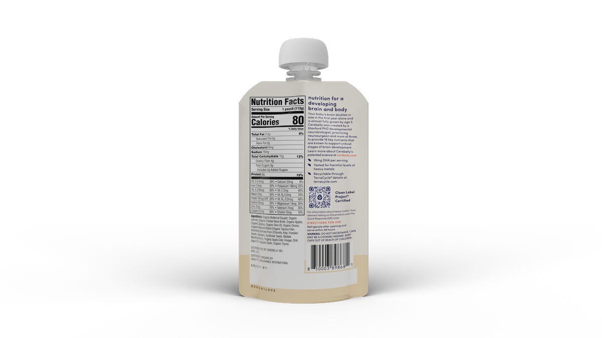 Cerebelly butternut squash chicken puree pouch, back