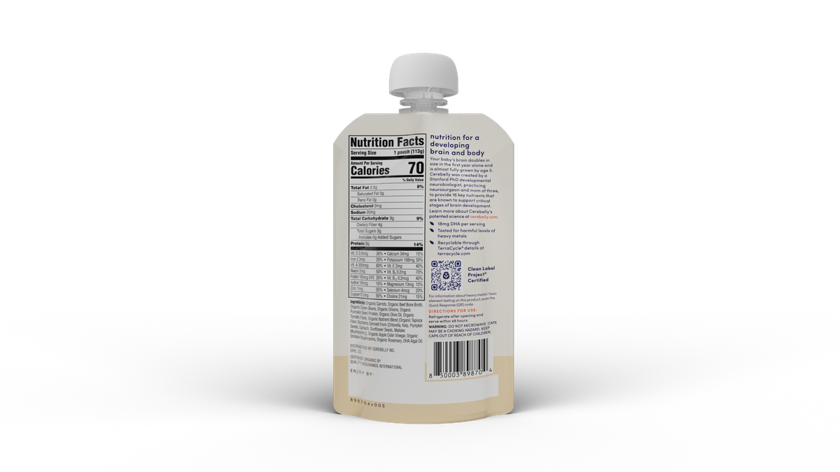 Cerebelly carrot beef puree pouch, back