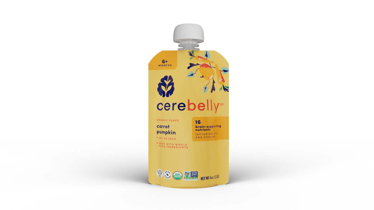 Cerebelly carrot pumpkin puree pouch, front