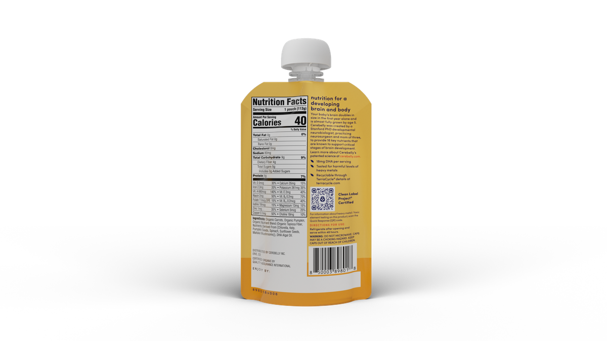 Cerebelly carrot pumpkin puree pouch, back