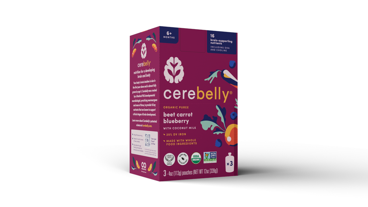 Cerebelly beet carrot blueberry puree, 3-pack box