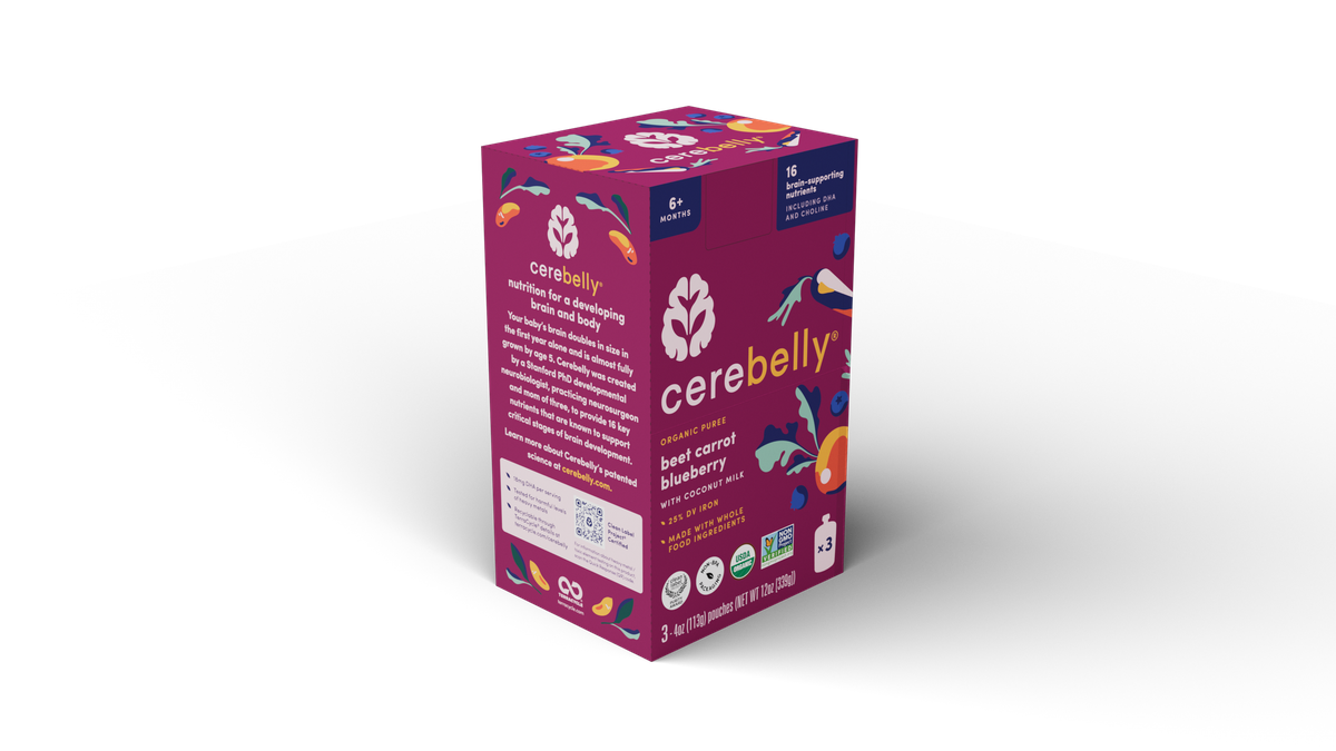 Cerebelly beet carrot blueberry puree, 3-pack box