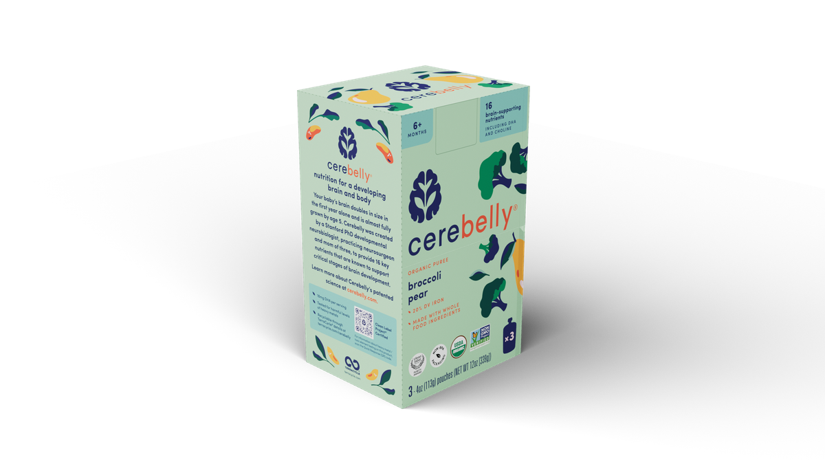 Cerebelly broccoli pear puree, 3-pack box