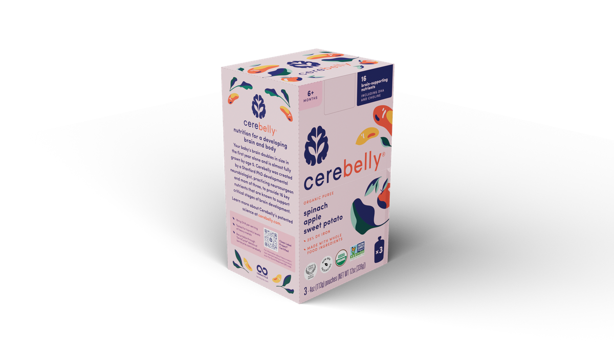 Cerebelly spinach apple sweet potato puree, 3-pack box