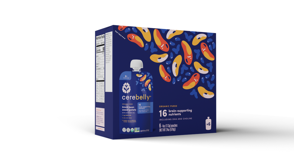 Cerebelly black bean sweet potato puree, 6-pack box