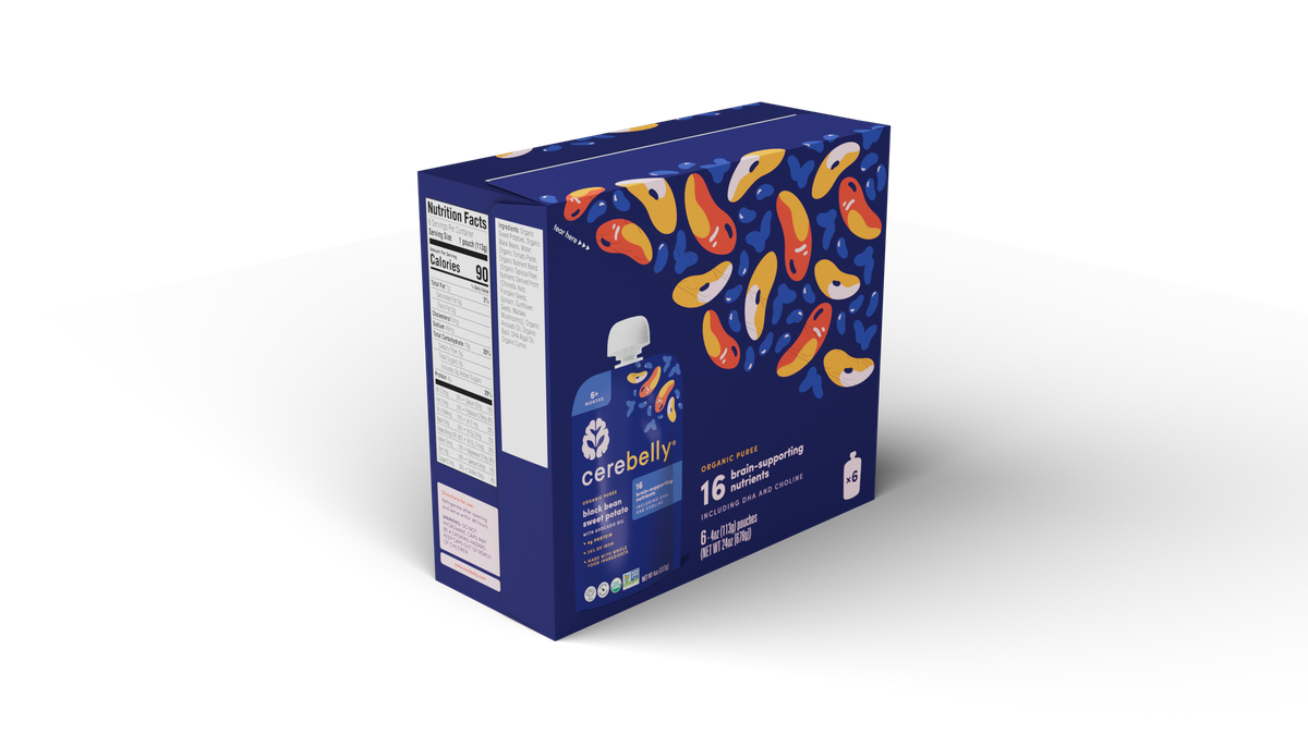 Cerebelly black bean sweet potato puree, 6-pack box