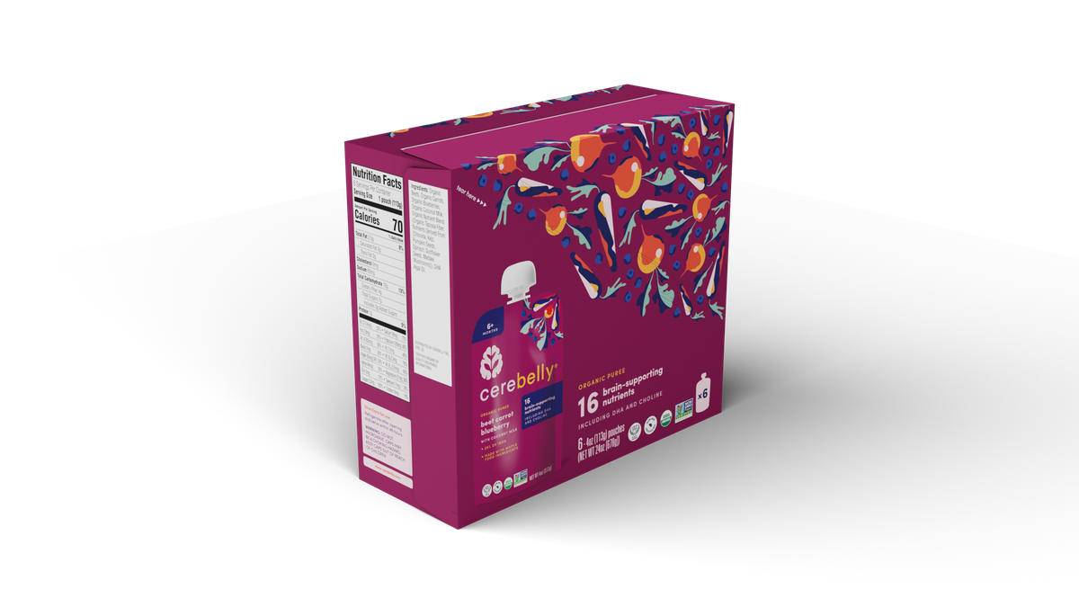 Cerebelly beet carrot blueberry puree, 6-pack box