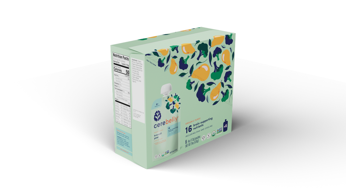 Cerebelly broccoli pear puree, 6-pack box