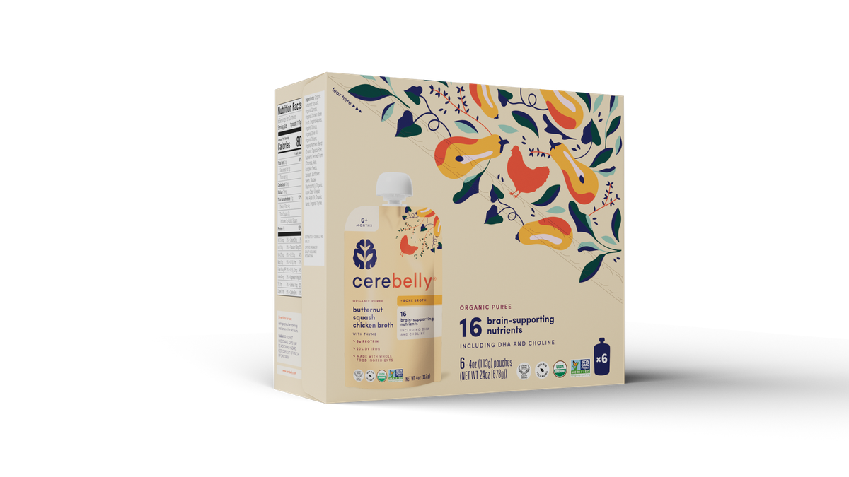 Cerebelly butternut squash chicken puree, 6-pack box