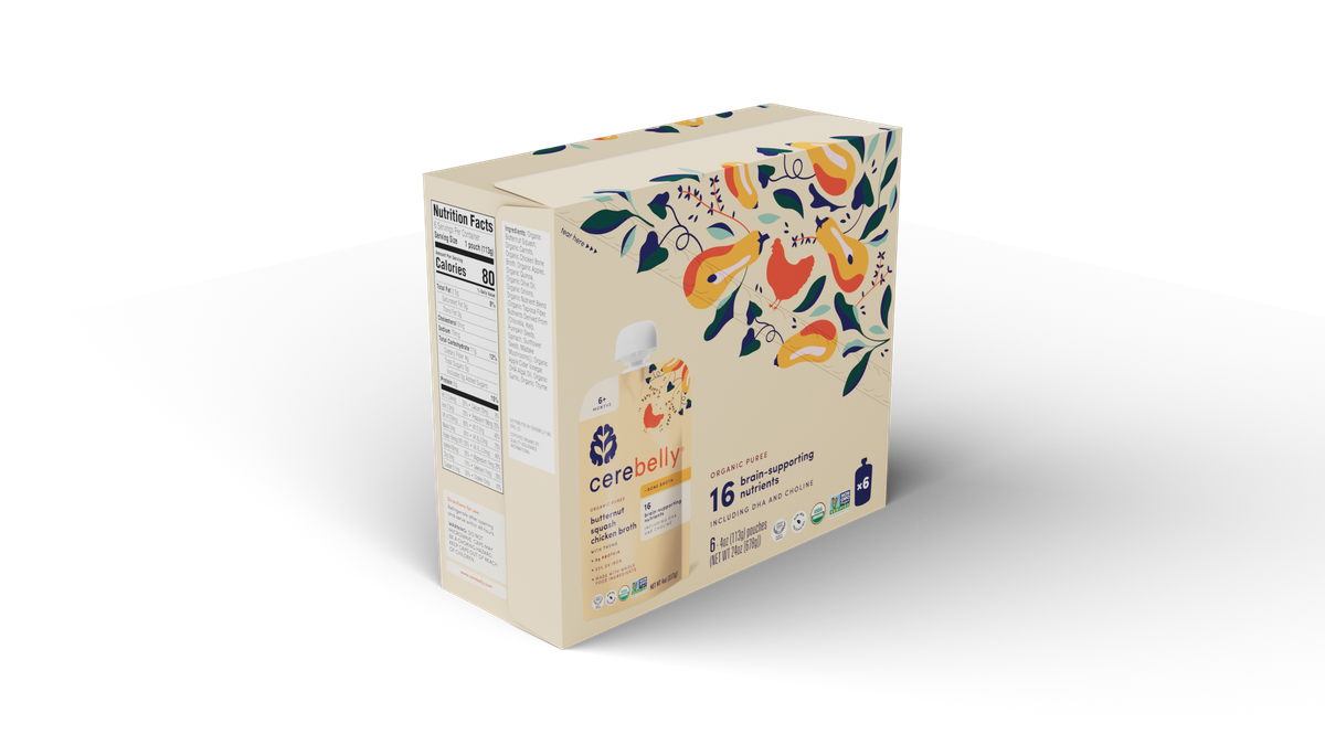 Cerebelly butternut squash chicken puree, 6-pack box