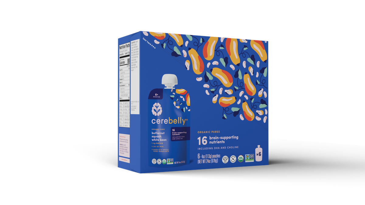 Cerebelly butternut squash white bean puree, 6-pack box