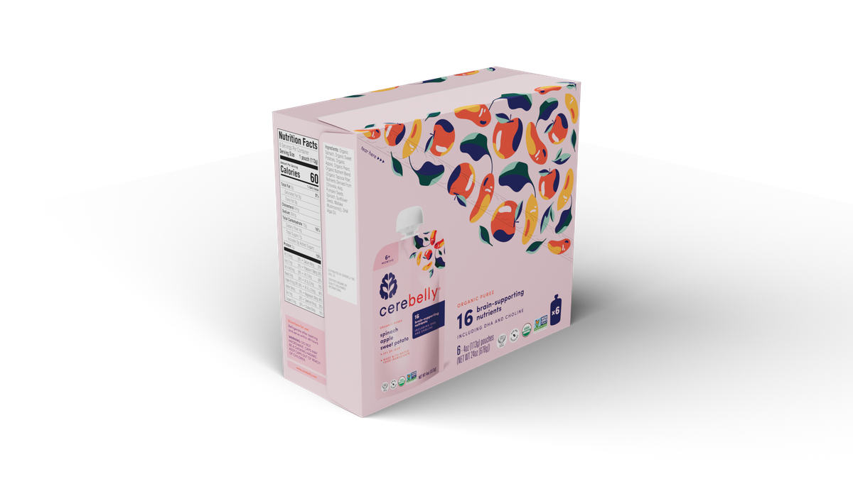 Cerebelly spinach apple sweet potato puree, 6-pack box