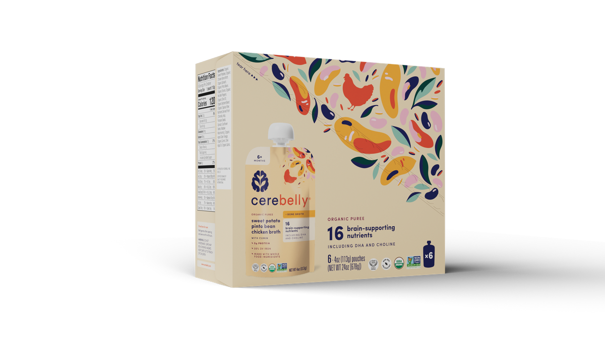 Cerebelly sweet potato pinto bean puree, 6-pack box
