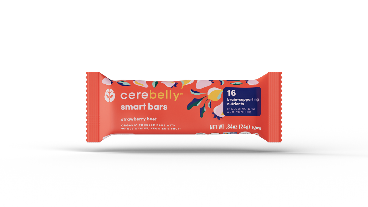 Cerebelly strawberry beet smart bar, front
