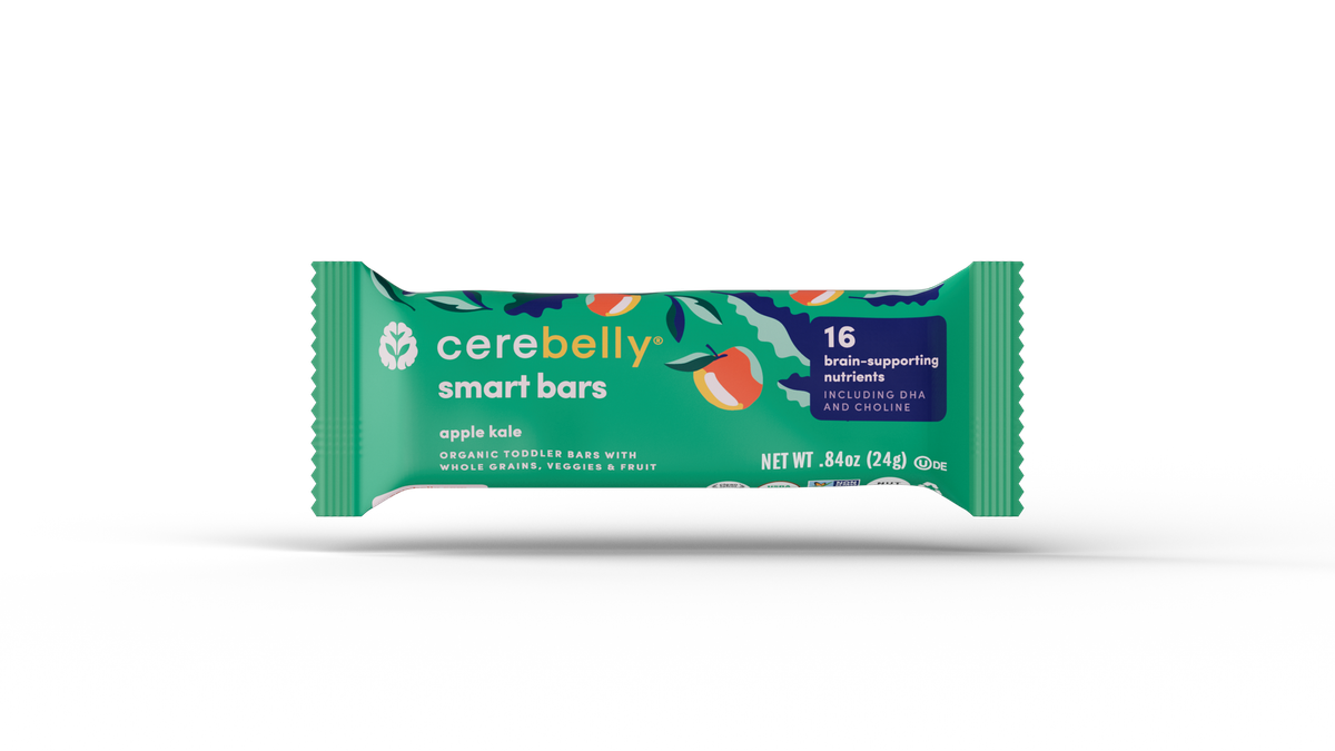 Cerebelly apple kale smart bar, front