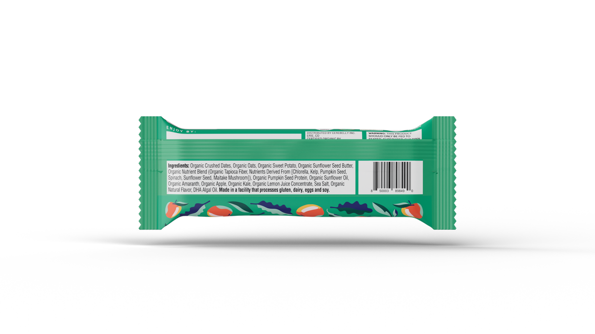 Cerebelly apple kale smart bar, back