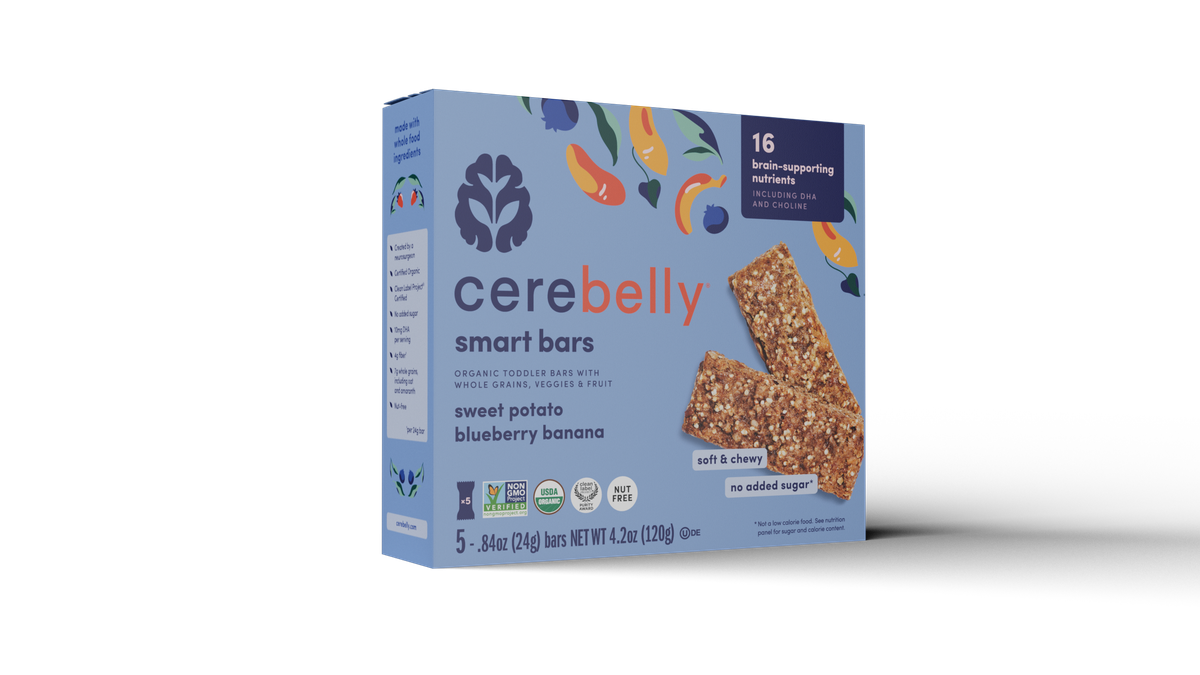 Cerebelly sweet potato blueberry banana smart bars box