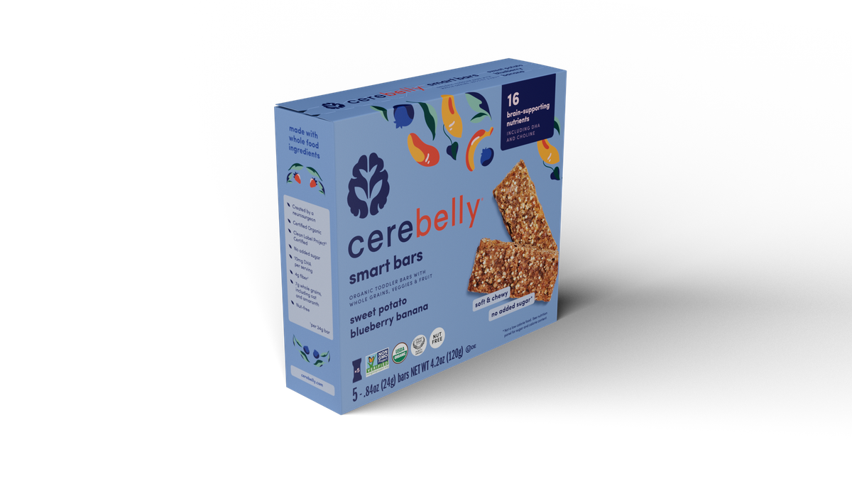 Cerebelly sweet potato blueberry banana smart bars box