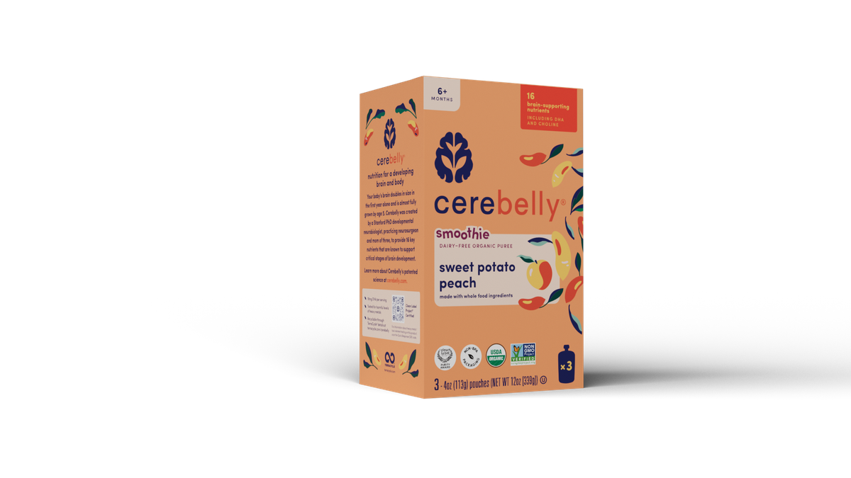 Cerebelly sweet potato peach smoothie bar, 3-pack box