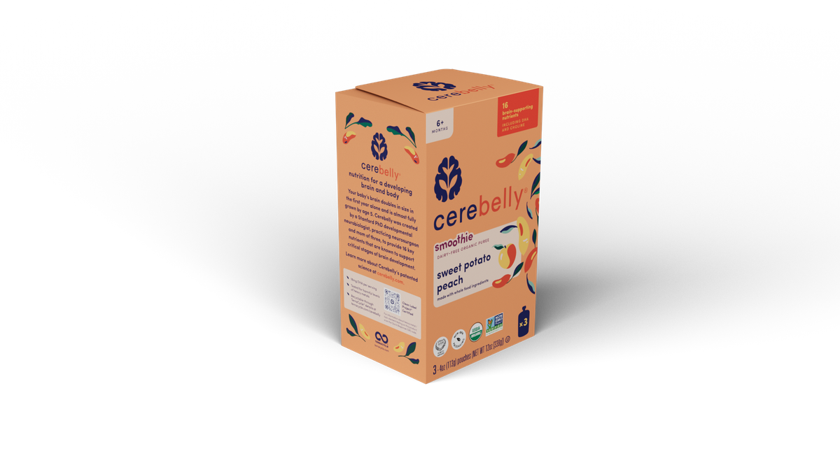 Cerebelly sweet potato peach smoothie bar, 3-pack box