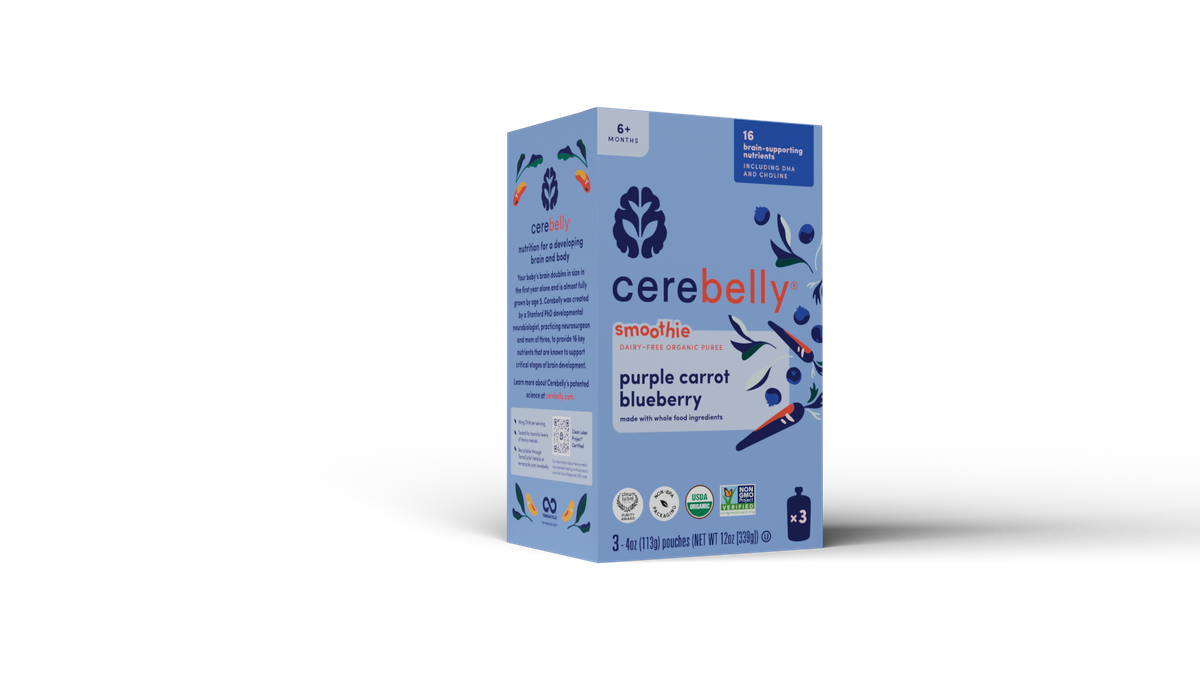Cerebelly purple carrot blueberry smoothie bar, 3-pack box