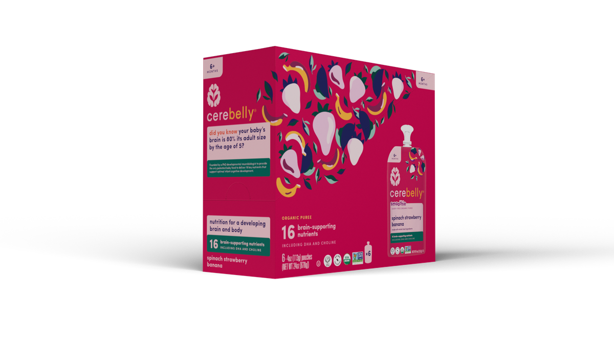 Cerebelly spinach strawberry banana smoothie bar, 6-pack box