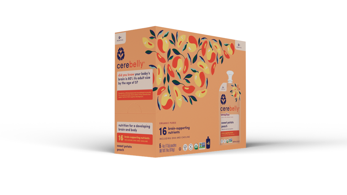 Cerebelly sweet potato peach smoothie bar, 6-pack box