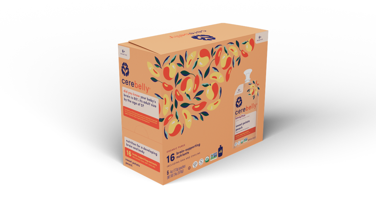 Cerebelly sweet potato peach smoothie bar, 6-pack box