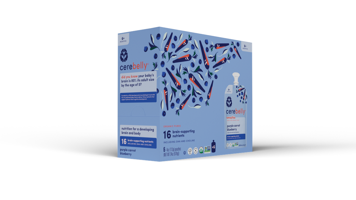 Cerebelly purple carrot blueberry smoothie bar, 6-pack box