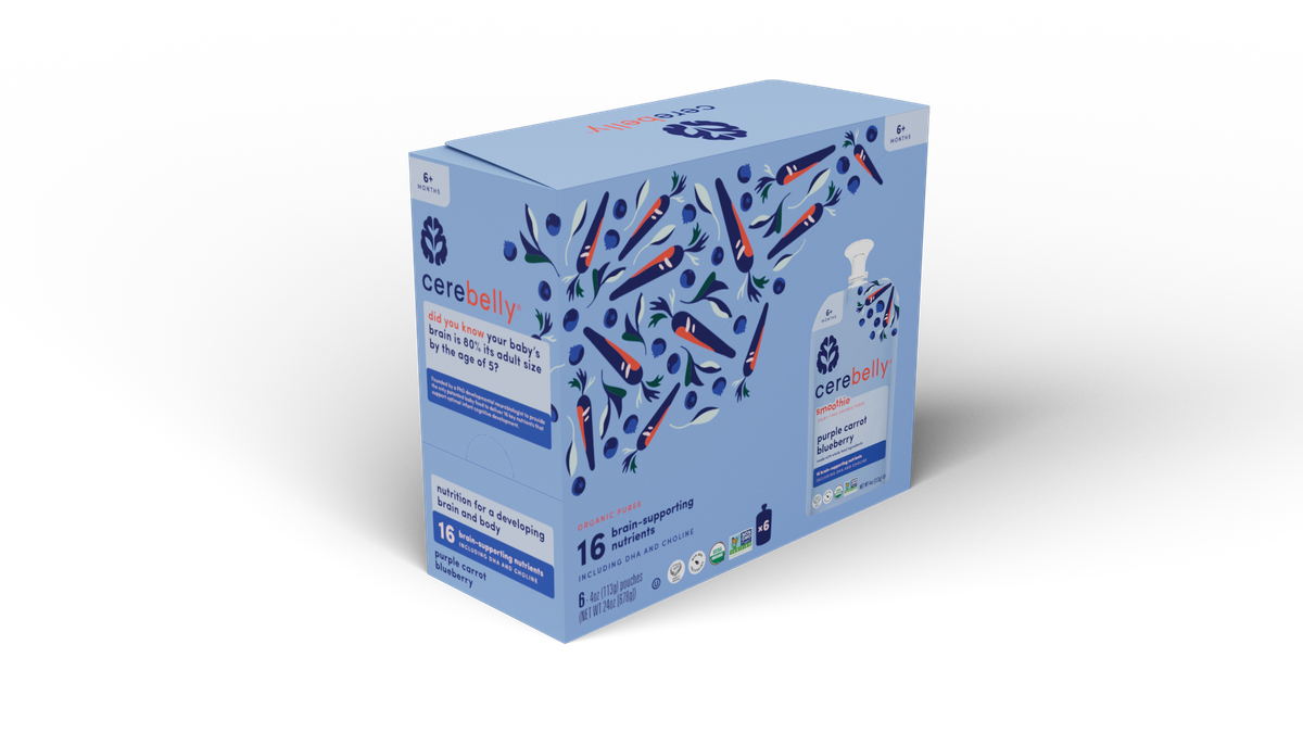 Cerebelly purple carrot blueberry smoothie bar, 6-pack box